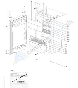 Øverste trådhylde til Thetford køleskab, mål 415 x 164 mm