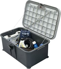 Trappetrin med opbevaringsboks samt LED-lys.