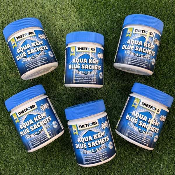 6 x Thetford Blue Aqua Kem Sachets - toilet pulver i poser