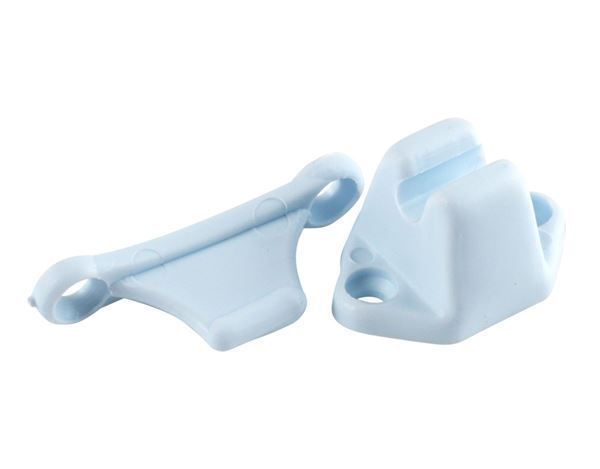 Dørholder til campingvogn, monteres på campingvognens side og dør. Farve: Lysegrå