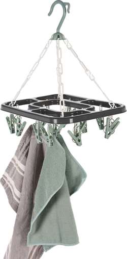 Tørrestativ med 18 klemmer i plast - Mål 24 x 31 x 1,5 cm 