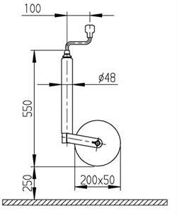 AL-KO næsehjul med 48 mm stamme og gummihjul med metalfælg