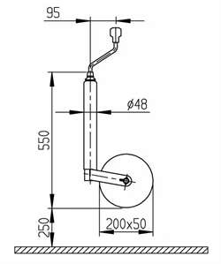 AL-KO næsehjul med 48 mm stamme og gummihjul og stålfælg