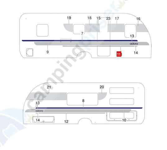 Adria streamer Højre side farve grå længde 250 cm