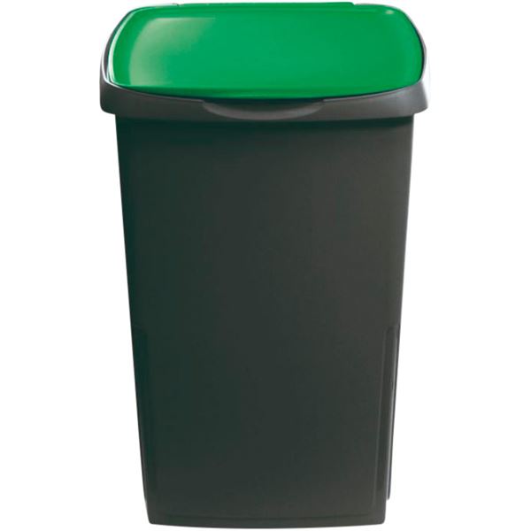 Affaldsspand, 45 liter. Sort med grønt låg 