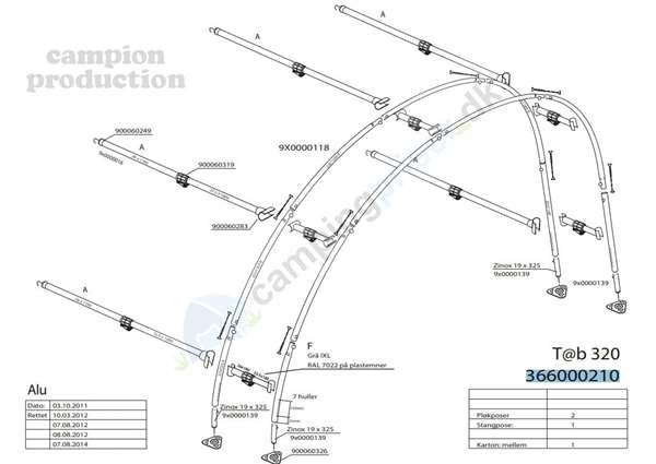 Isabella stangsæt til T@B - består af både aluminiumsstænger og IXL stænger