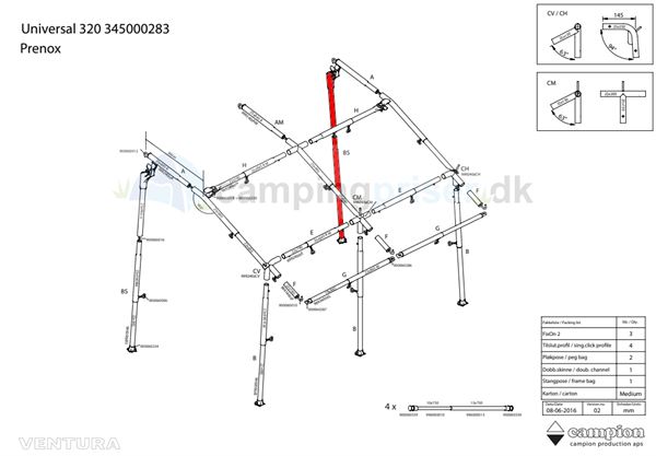 Isabella BS-stang støttestang til Isabella Universal i Zinox