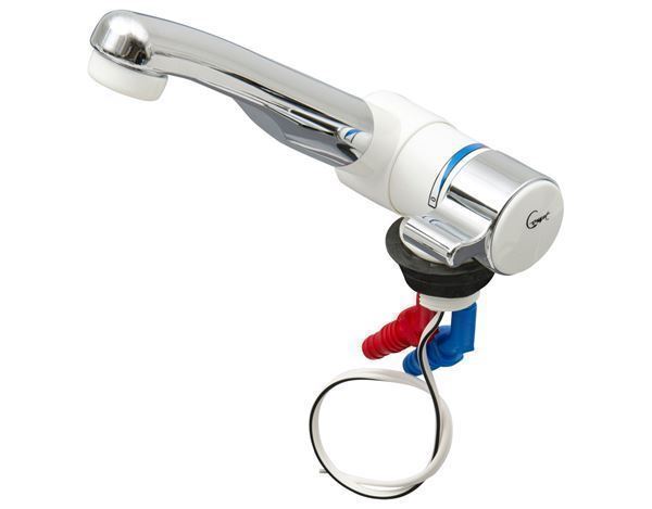 Blandingsbatteri Comet London,  farve Hvid/Krom vandhane