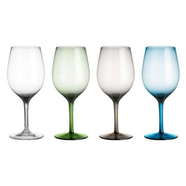 Vinglas "Dolomit Jazz/ Onda" 60 cl. - lavet af Polycarbonat i farverne lysegrå, lysegrøn, grå og lyseblå - pakke med 4 stk.