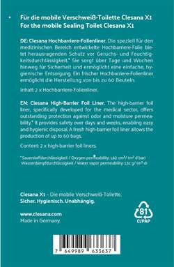 Clesana X1 toilet Specialfolie poser