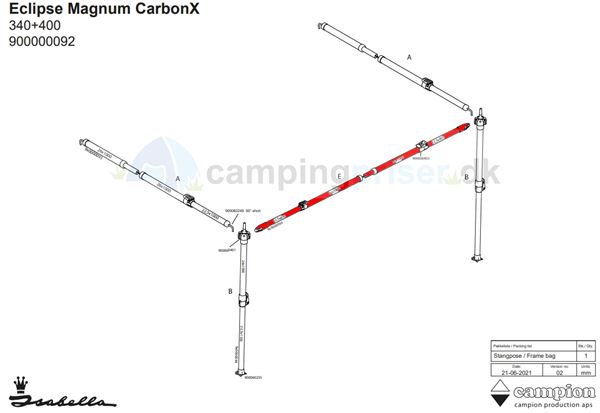 Isabella E-stang udhængsstang til Isabella Eclipse og Magnum i CarbonX og med Tectum beslag