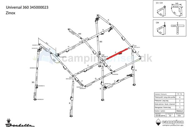 Isabella E-stang udhængsstag til Ventura Universal 360 i Prenox (stål)
