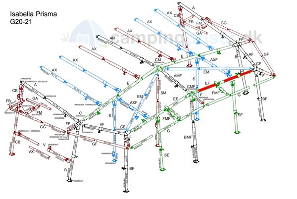 Isabella EF-stang udhængsstang G20-21 til Isabella Prisma i MegaFrame