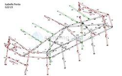 Isabella FG-stang udhængsstang G22-23 Isabella Penta - Zinox med gaffelkobling i den ene ende