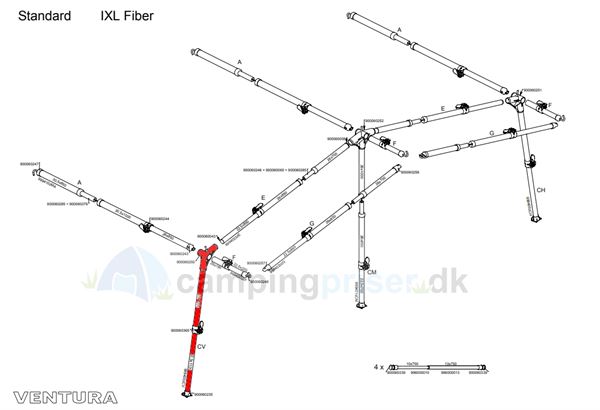Isabella CV-hjørne venstre ben til Ventura standard 250-300 cm dybde i IXL fiber