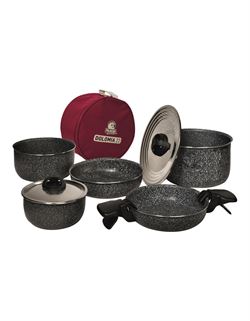 Grydesæt "Dolomia 22 " består af 9 dele - max. 4,5 l. - lavet i aluminium med non-stick belægning - incl. taske