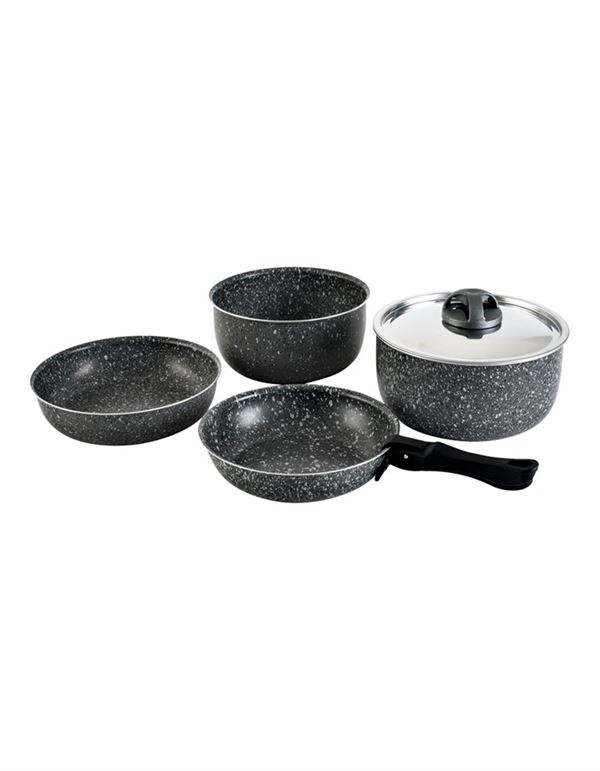 Grydesæt "Rockza" består af 7 dele - lavet i aluminium og med non-stick belægning