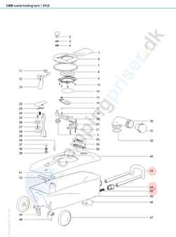 Håndtag med udtræk Thetford toilet C400 bundtank