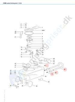 Håndtag med udtræk Thetford toilet C500 bundtank