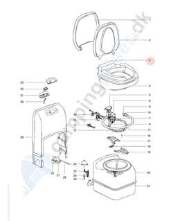 Hængsel til sæde og låg Thetford toilet C200CS / C200CW.