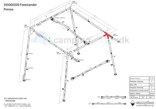 Isabella CHF-hjørne venstre til Ventura Freestander i Prenox (stål)