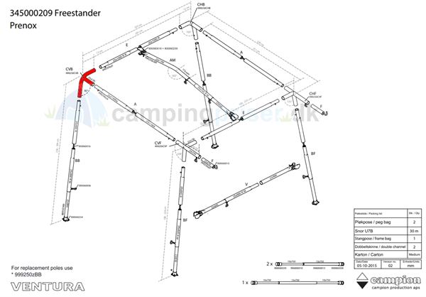 Isabella CVB-hjørne venstre bagerst til Ventura Freestander i Prenox (stål)