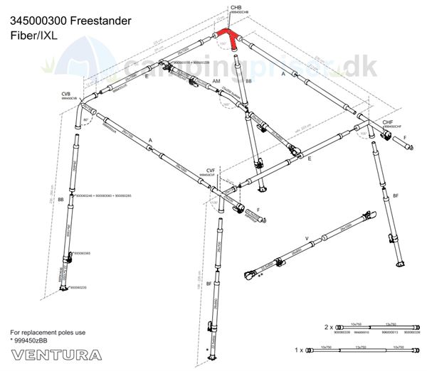 Isabella CHB-hjørne højre bagerst til Ventura Freestander i IXL fiber