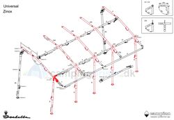 Isabella CV hjørne venstre  til Isabella Universal  360 og 420 i Zinox med T-Rex beslag