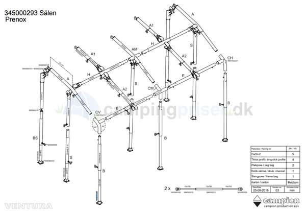 Isabella B-stang ben til deltelt Sälen i Prenox (stål)
