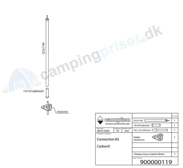 Isabella støttestang til havelåge i CarbonX stel