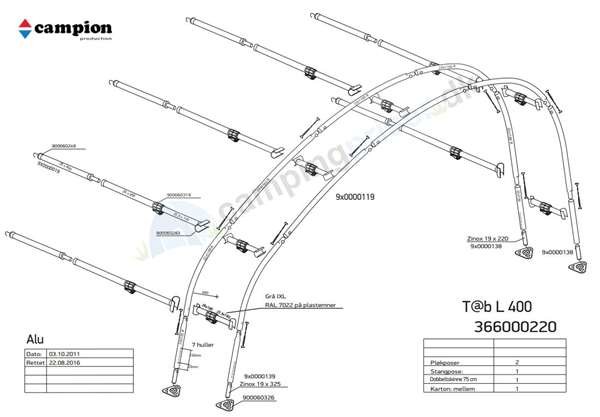 Isabella komplet stel til Isabella T@B 400 fortelt i alu og CarbonX