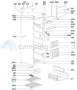 Køleskabsrist 331x206 mm til Øverste hylde Dometic køleskab