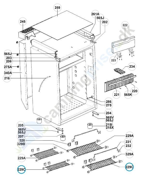 Køleskabsrist 450x141 mm Dometic køleskab