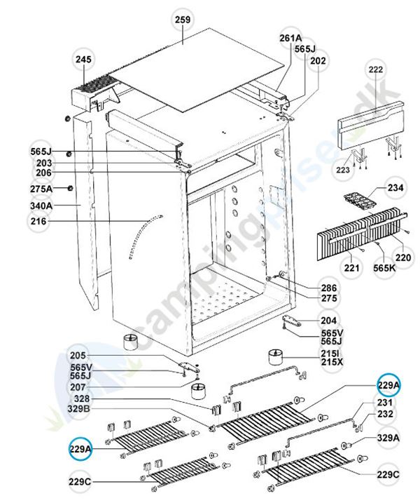 Køleskabsrist 450x217 mm Dometic køleskab