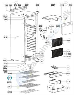 Dometic køleskab RML 855X absorptionskøleskab - Øverste rist  Mål 215 x 455 mm