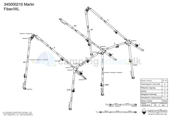 Isabella komplet stangsæt til Ventura Marlin i IXL fiber