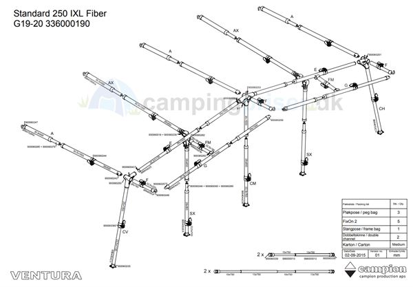 Isabella komplet stel G19-20 til Ventura D250 i IXL fiber