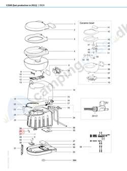 Printkort Thetford toilet C250 kassettetoilet