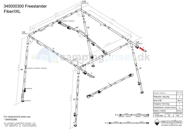 Isabella F-stang tagstang til Ventura Freestander i IXL fiber