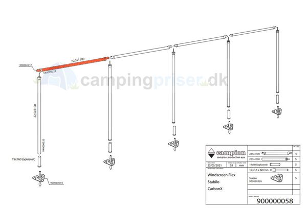 Isabella overligger til 4-fløjet Isabella læsejl - CarbonX