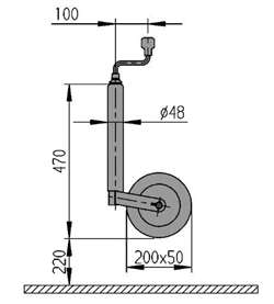 Næsehjul "AL-KO" (48mm.) med låsepal på hjul