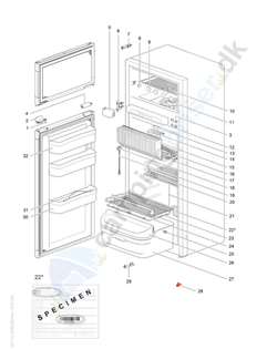 Nederste dørholder Thetford køleskab