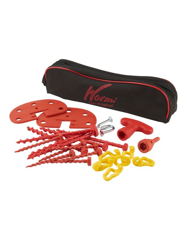 Pløksæt "Wurmi" til markise - skruepløk - sæt 6 alm. skruepløkke, 6 til hård jord, samt adapter og monteringsplade