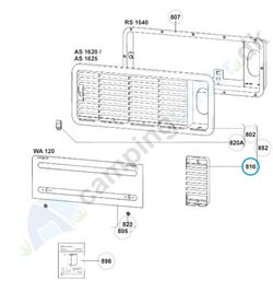 Løs indsats til skorstensafdækning på udvendig Dometic køleskabsrist , farve sort, Mål 70 x 147,2 mm