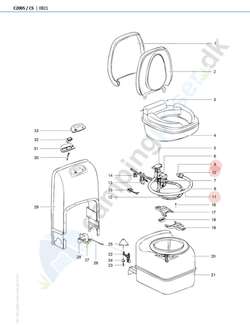 Slange med dyse til Thetford toilet C200CS - toilet C200CW.