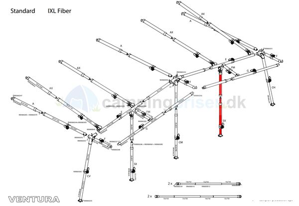 Isabella SX-stang støttestang til Ventura fortelt i IXL fiber