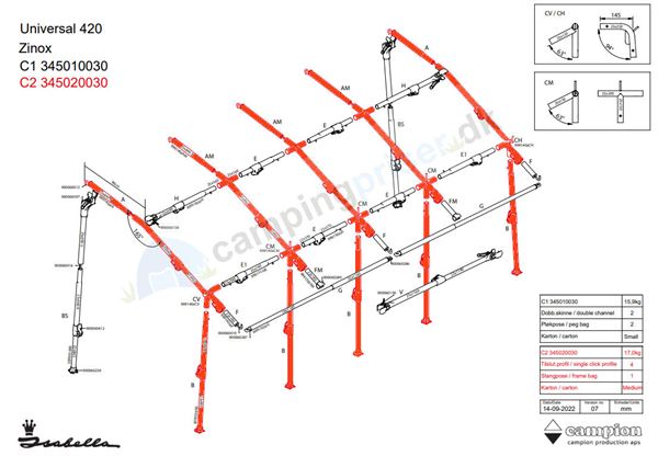 Isabella Zinox stel til Universal 420 - kasse C2