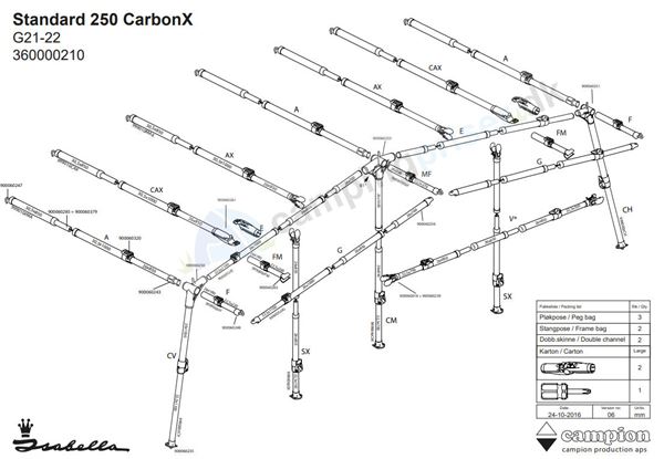 Isabella G21-22 CarbonX stel standard 250 - passer til a-målene 1100, 1125, 1150 og 1175