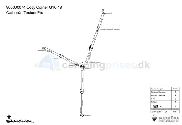 Isabella G16-18 CarbonX stel Cosy Corner - passer til a-målene 900, 915, 925, 940, 950, 962, 975 og 989