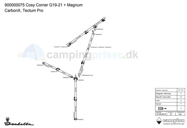 Isabella G19-21 CarbonX stel Cosy Corner - passer til a-målene 1000, 1015, 1025, 1050, 1075, 1100 og 1125